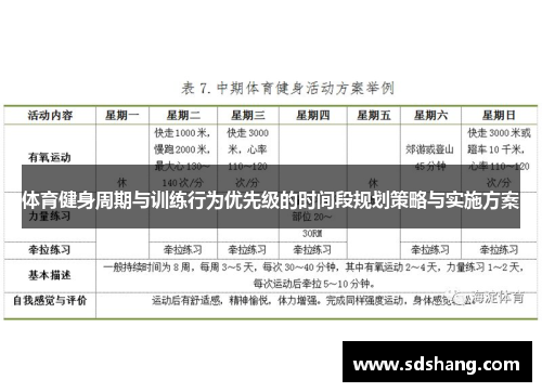 体育健身周期与训练行为优先级的时间段规划策略与实施方案